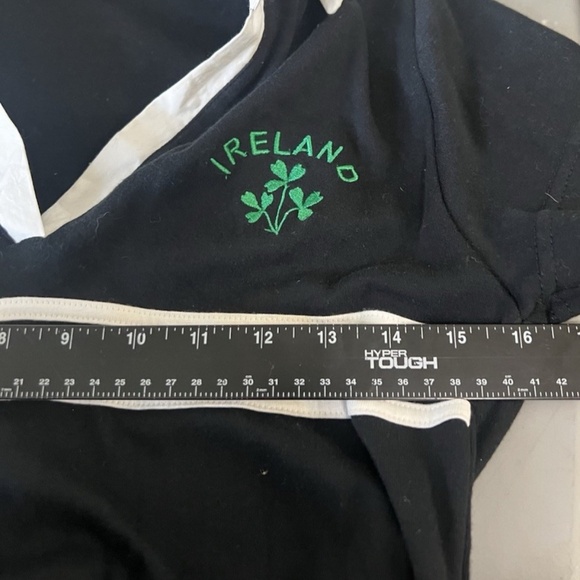 Lansdowne Ireland Women's Top Size 10 Collar V-Neck Black White Green Embroidery - Picture 8 of 11